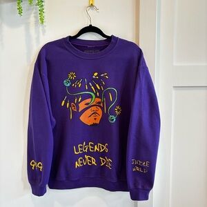 Juice Wrld 999 Legends Never Die Purple Crewneck Long Sleeve Sweatshirt Size M
